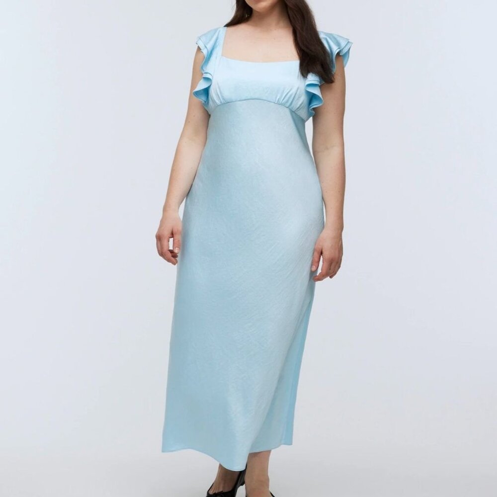 Madewell Flutter Sleeve Maxi Slip Dress in Clarity Blue - Picture 11 of 12